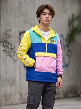 RIPNDIP X Teddy Fresh Anorak Jacket - Retro Colorblock Streetwear - Mens Small